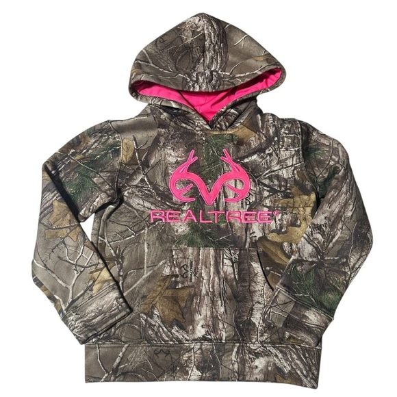 Realtree Brown and Pink Camouflage Hoodie Sweatshirt - Picture 3 of 7